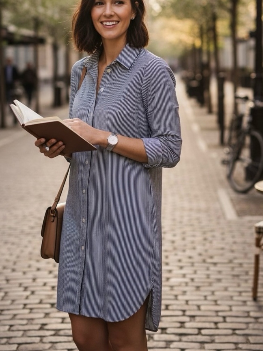 Everlane Shirt Tunic Dress Pin Striped Black & White Women’s Size 00 Cotton